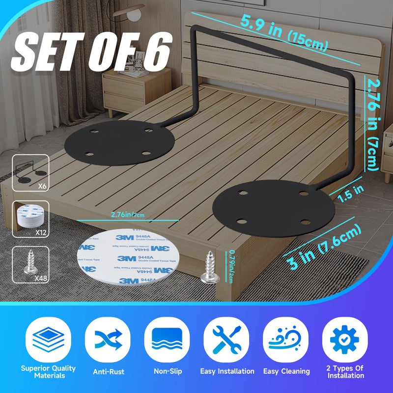 Laowu 6 Pack Mattress Retainer Bar Keep Mattress Stopper from Sliding  Non Slip Mattress Gaskets for Bed Frame  Mattress Slide Stopper  Anti Slip Mattress Gripper  Mattress Brackets to Prevent Sliding - Image 3